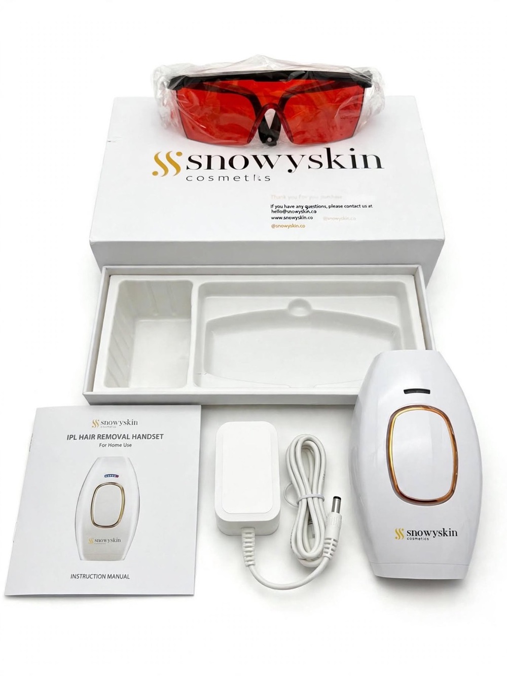 SnowySkin Advanced IPL Hair Removal Handset At Home Laser White Gold NEW OB